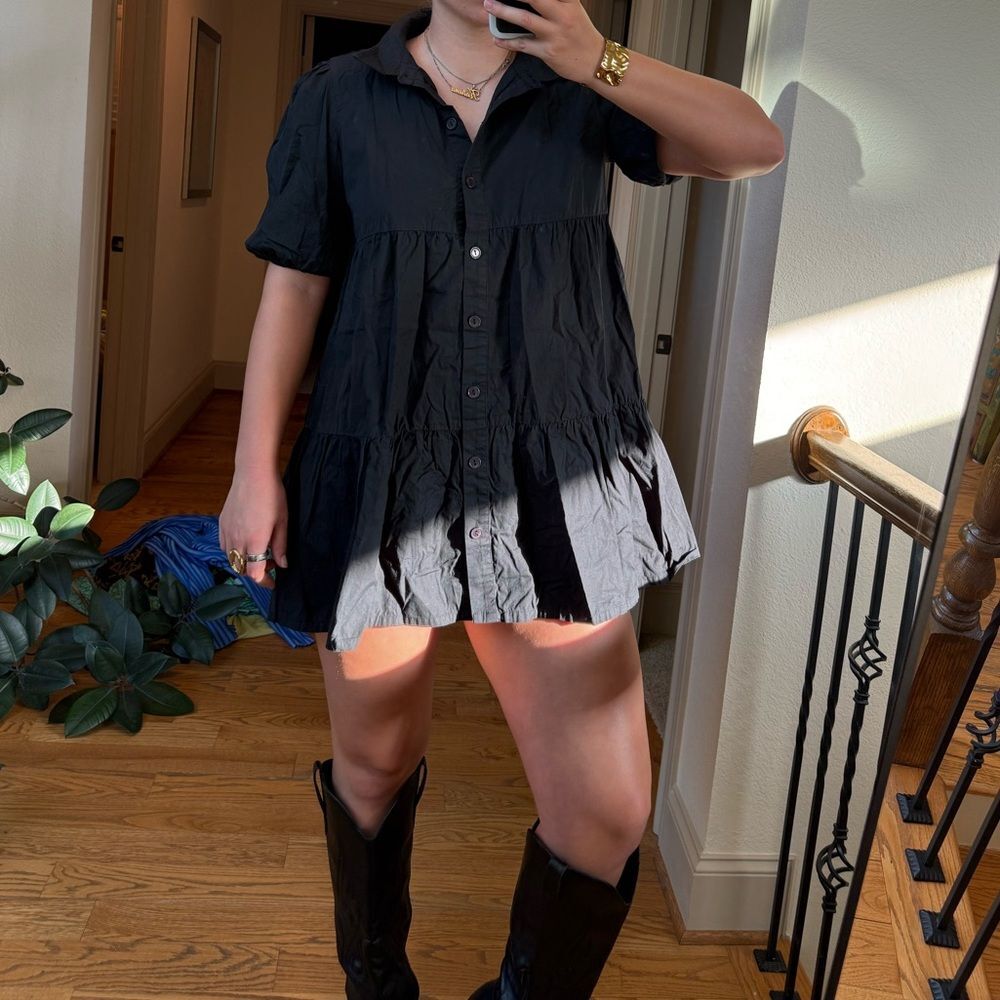 Sanctuary Solid Night Sky Black Button Down Mini … - image 5